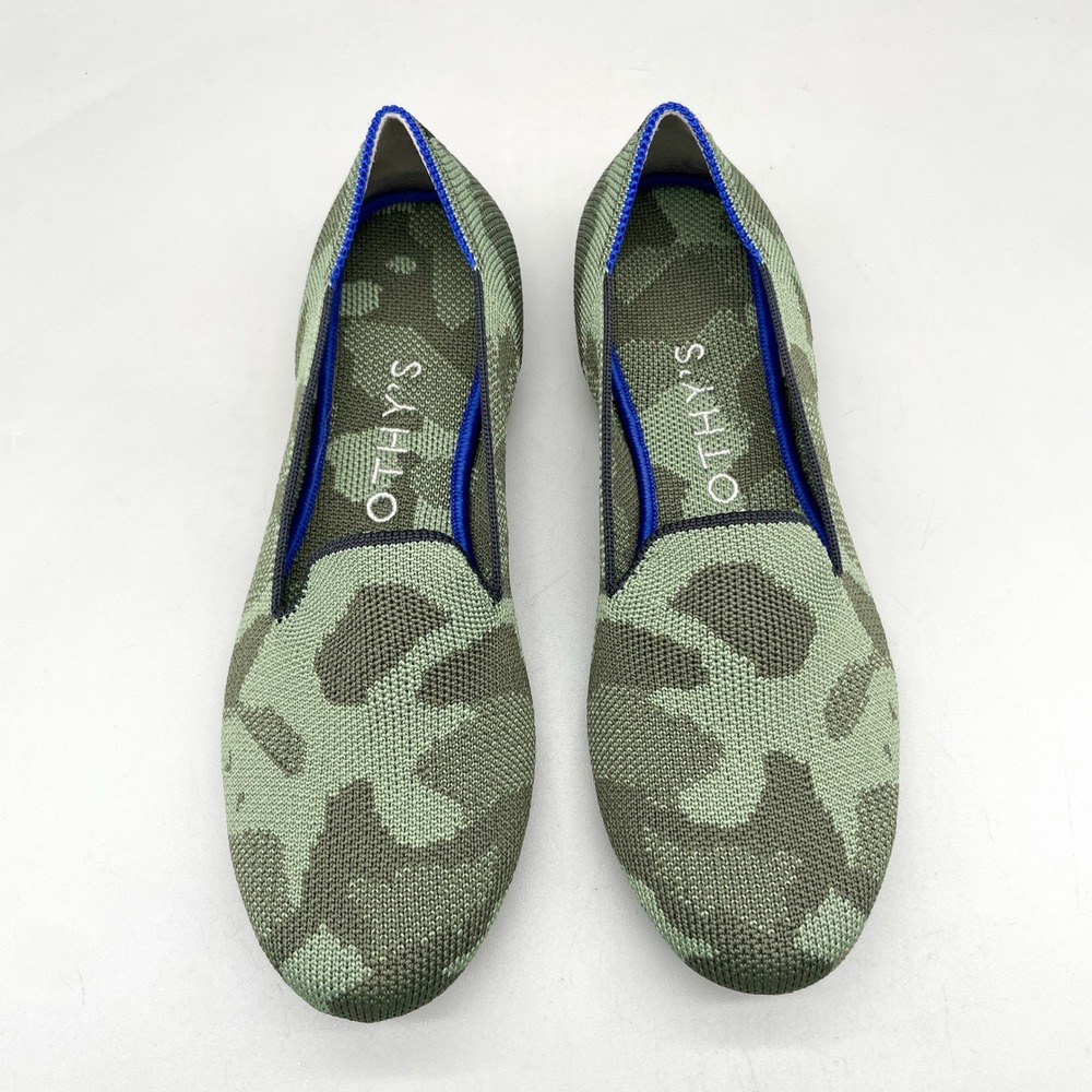 Rothys Womens 6 The Loafer Olive Camo Slip On Casual Preppy Office Travel Shoes